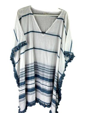 Debbie Katz Blue & White horizontal stripe beach cover up tunic